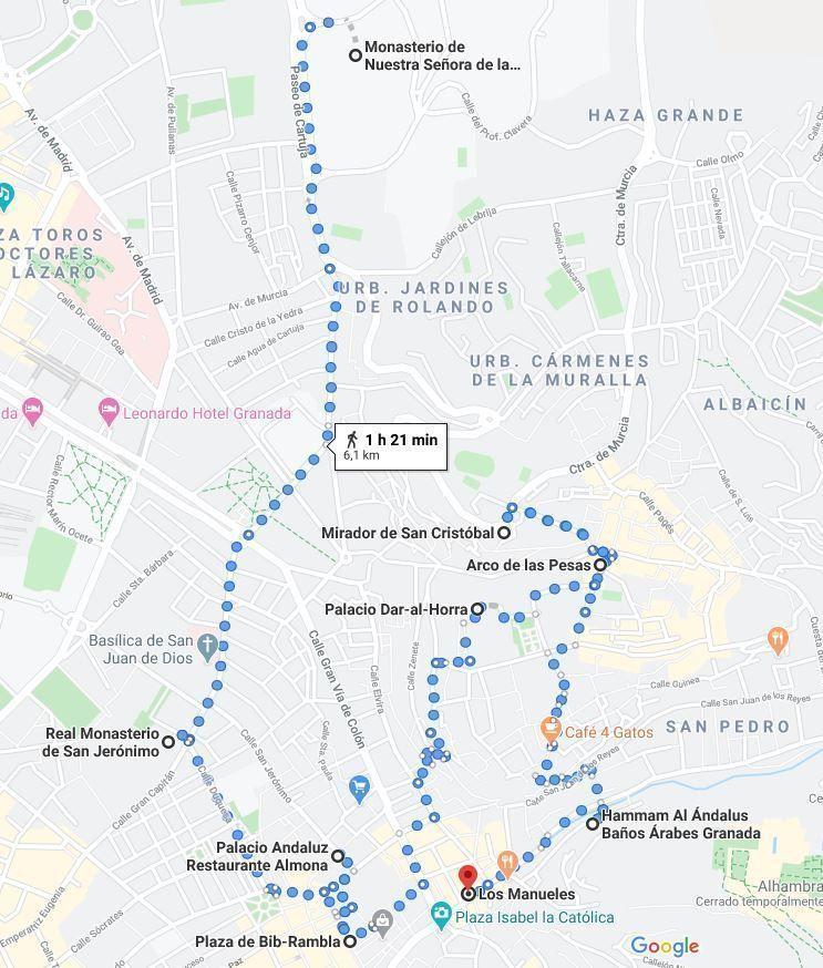 Mapa del último día del Granada en tres días