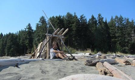 Dixe gets some shade in the makeshift shelter at Dionisio Point