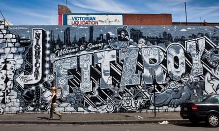 Street art on the wall of the Night Cat music venue in Fitzroy.