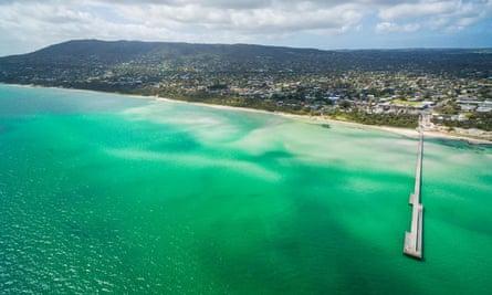 Rosebud pier and the coastline of Mornington peninsula.